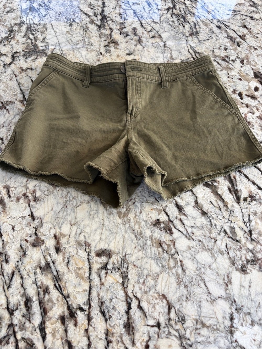 Prana Olive Green Raw Hem Shorts